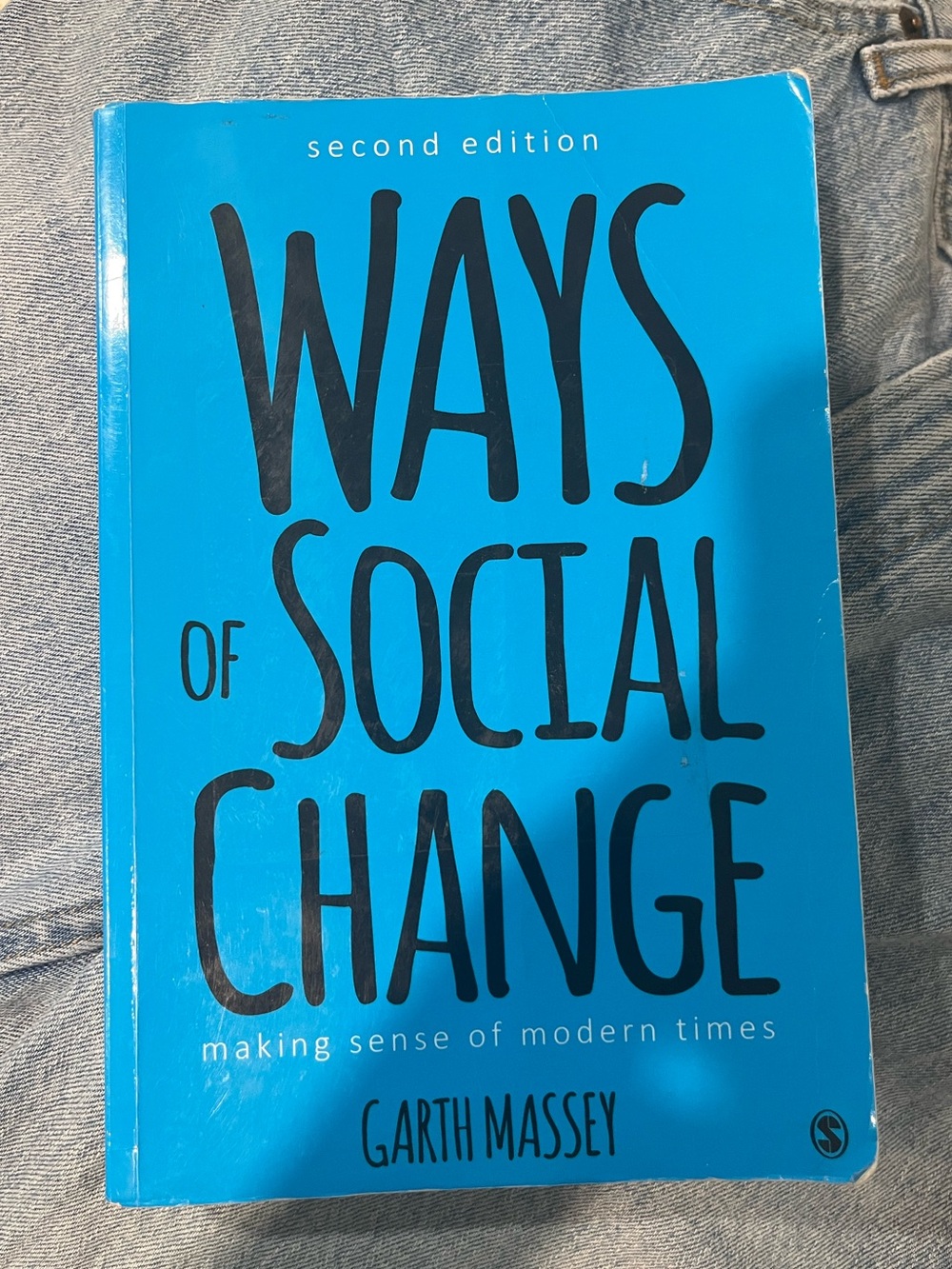 Blue Hardcover Book Organizer - Ways of Social Change by Garth Massey